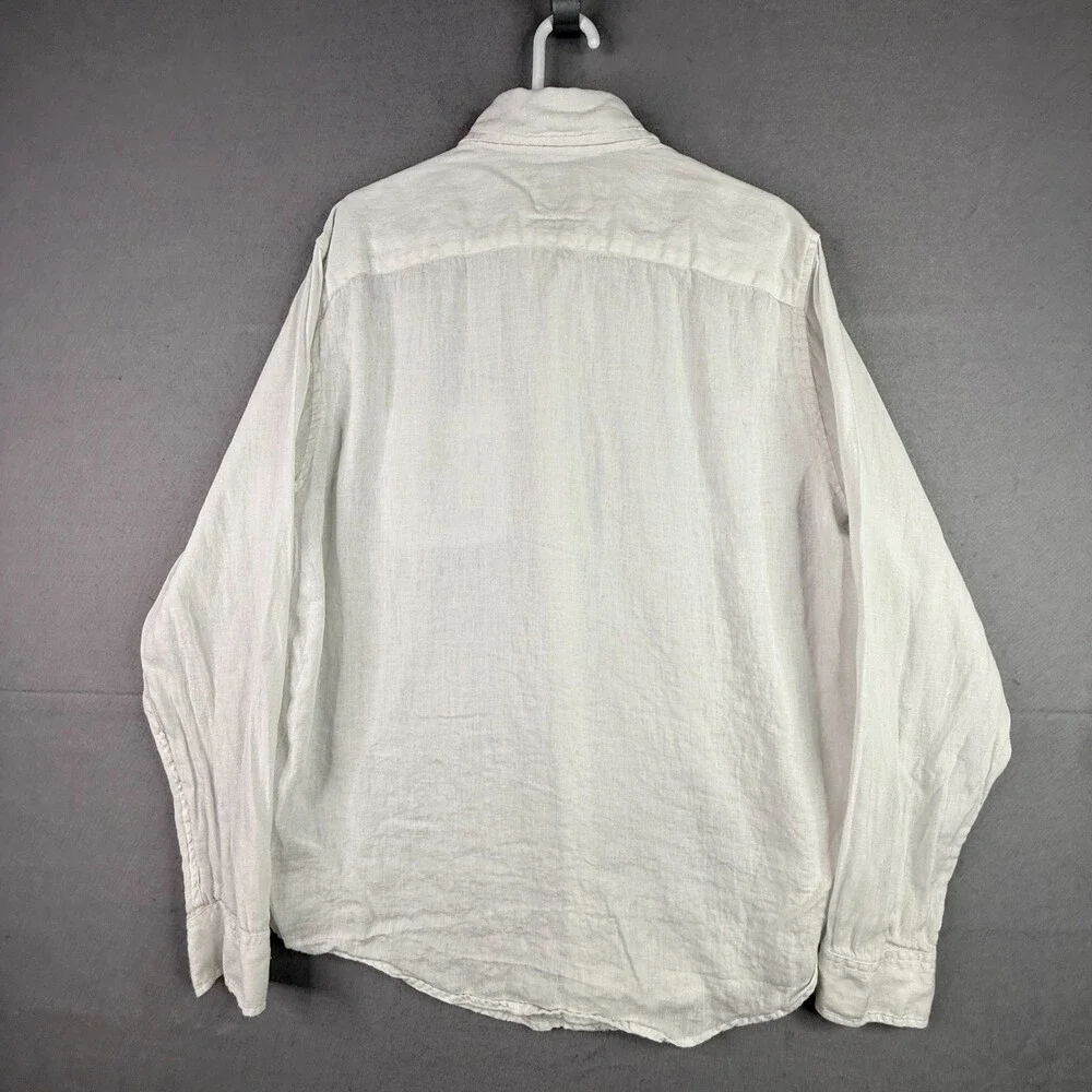 Abercrombie And Fitch Linen Shirt Mens 2XL White Long Sleeve Casual Button Down